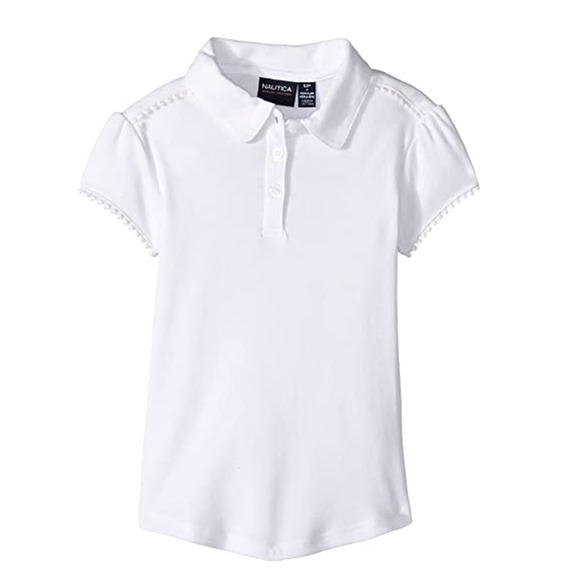 Nautica Kids Girl Short Sleeve Interlock Polo White Size L (12/14) - Picture 1 of 1